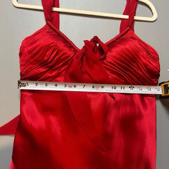 NWT Official Red Silk Asymmetrical Dress Tie Front Size UK 12 / US 8 - Picture 7 of 13
